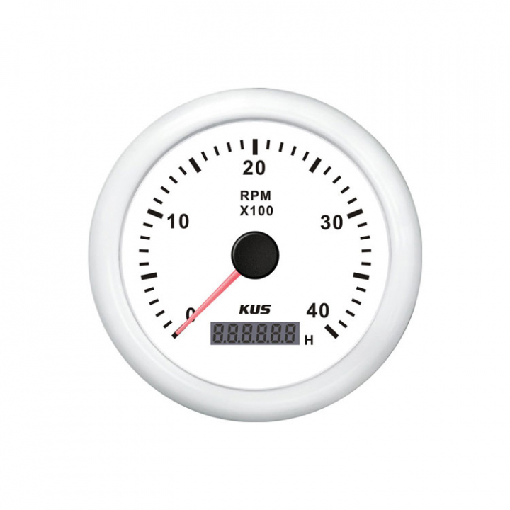 Varvmätare 0-4000 RPM Med Timräknare Vit 12/24V i gruppen Marinelektronik / Instrument / Analoga Instrument hos Marinsystem (1116521)