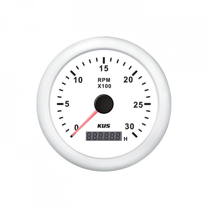 Varvmätare Diesel 0-3000 RPM Med Timräknare Vit 12/24V i gruppen Marinelektronik / Instrument / Analoga Instrument hos Marinsystem (1116527)