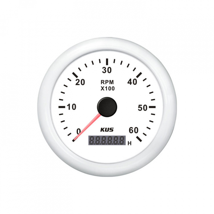 Varvmätare Diesel 0-6000 RPM Med Timräknare Vit 12/24V i gruppen Marinelektronik / Instrument / Analoga Instrument hos Marinsystem (1116531)